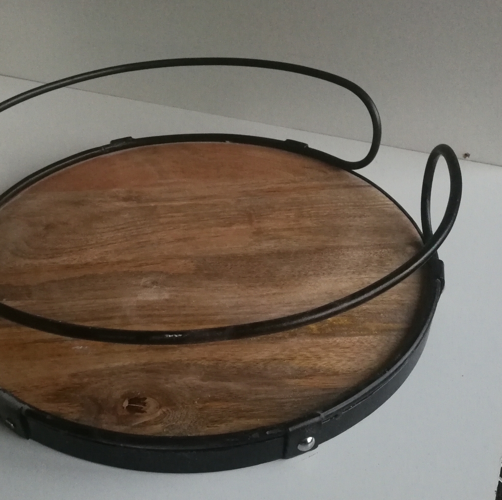 Modern Wood and metal Serving Tray